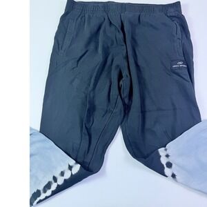 DKNY Sport Womens Black Blue Tie Dye Jogger Sweatpants Fleece Lined Size Large